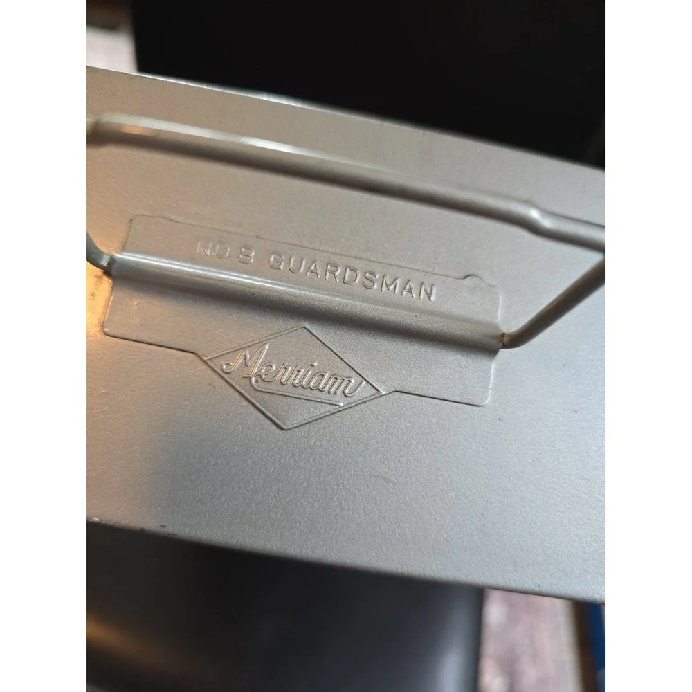 Vintage Merriam No. 8 Guardsman Metal Storage Box Rectangular Gray - No Key
